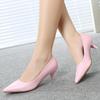 New Women's Shoes On Heels Elegant Medium High Heeled Ladies Pointed Toe 5cm Fashion Pumps For Woman Office Black Pink Red