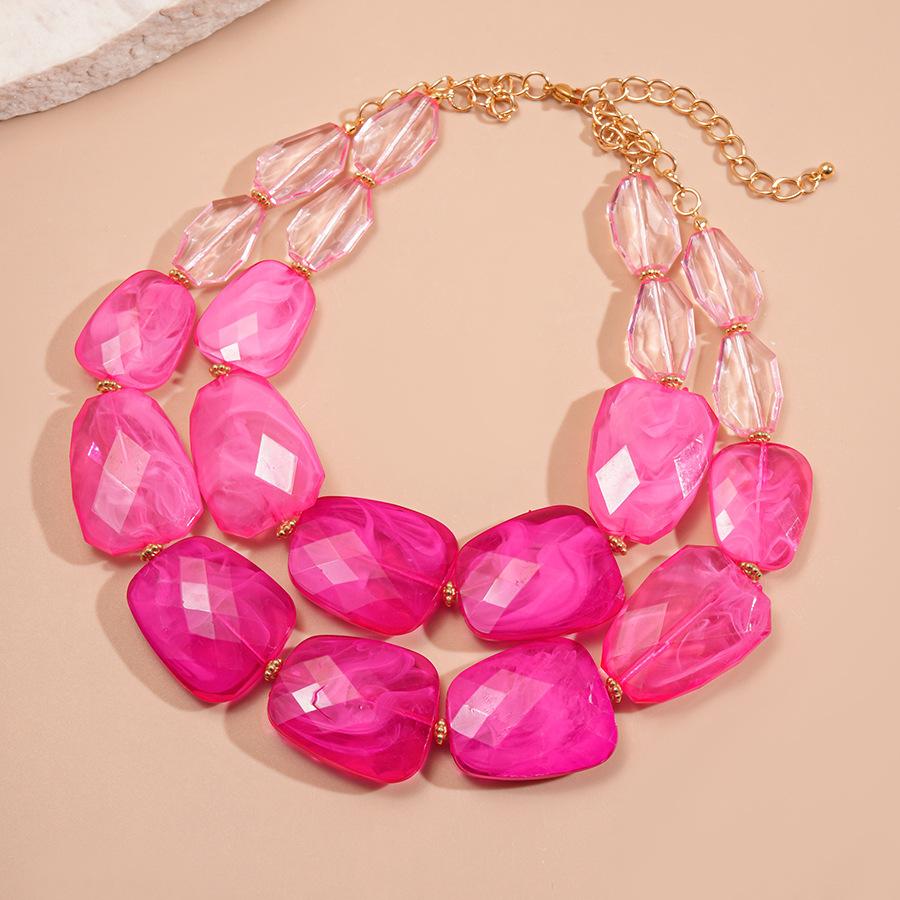 Irregular Acrylic Beaded Double-layer Necklace for Women Exaggerated Clavicle Chain Holiday Accessories