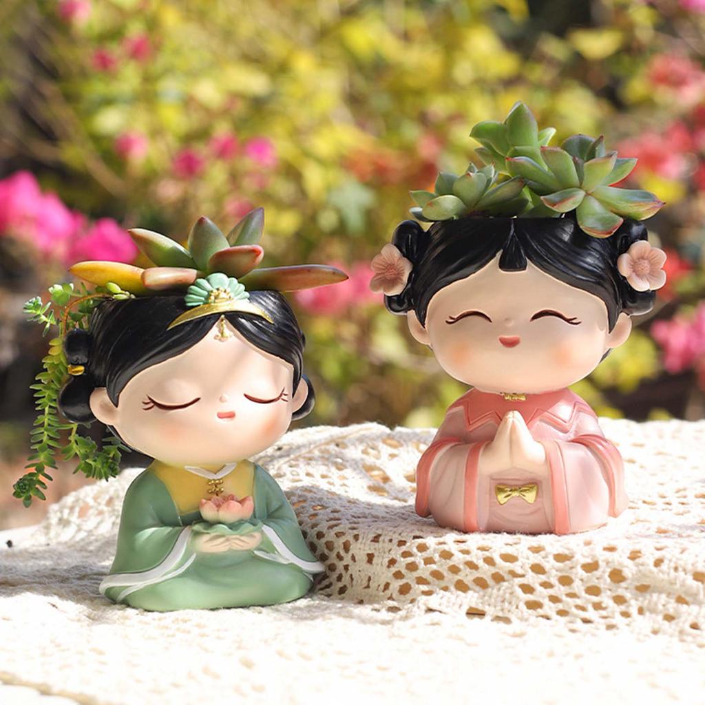 Head Planter Desktop Flowerpot Girl Figurine DIY Gift Decorative Crafts Resin Flower Pot,Cute Plant Pot for Outdoor Yard