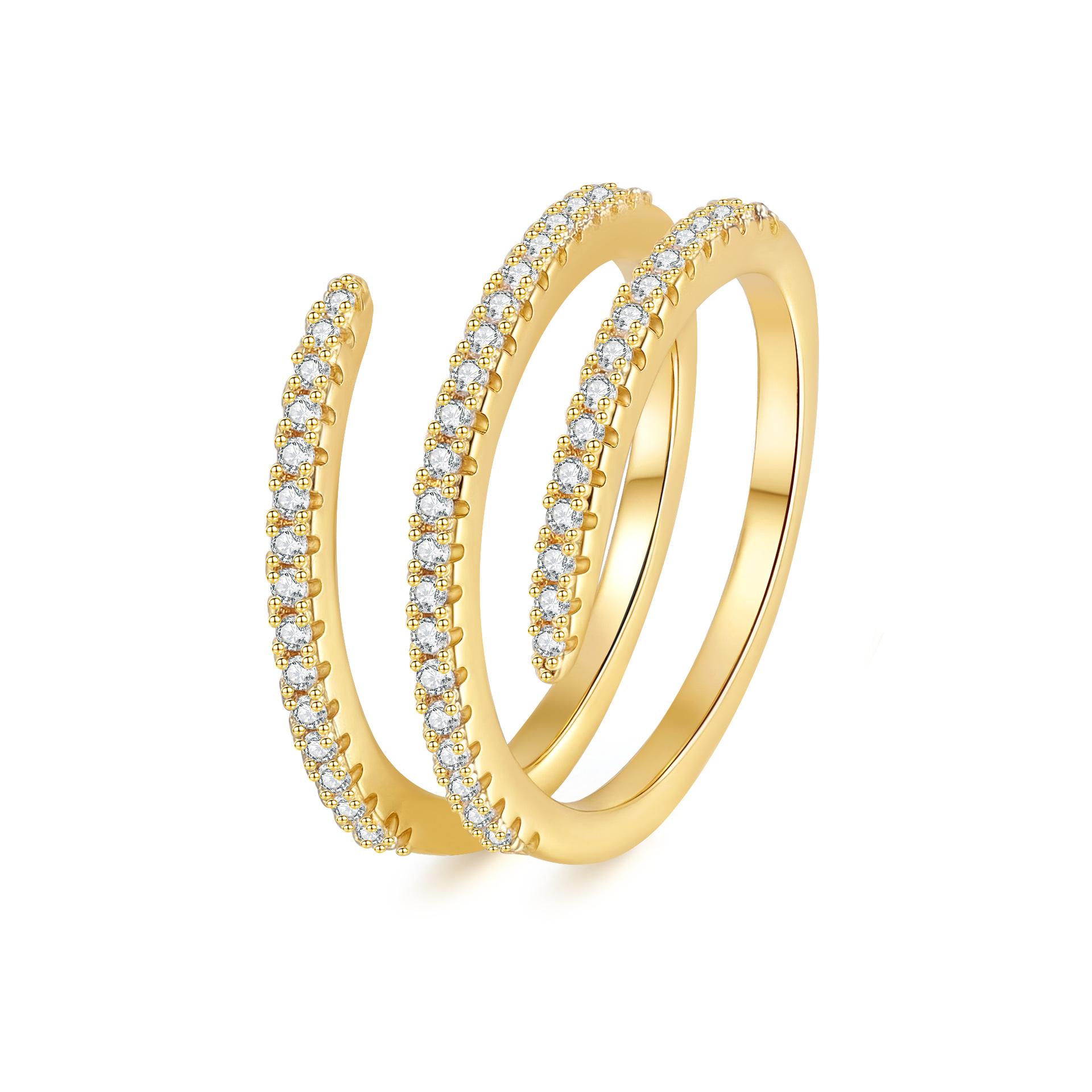 

2026 Spring-shaped Diamond Ring, Fashionable Light Luxury Niche Design, Personalized Temperament Versatile Ring Resizable