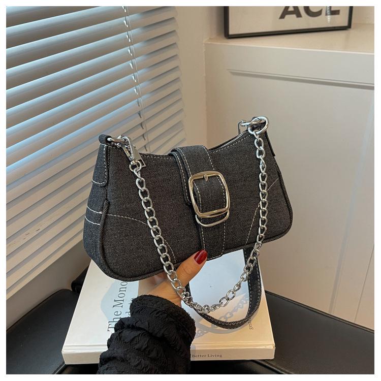 2023 Retro Fashion Women's Denim Chain Crossbody Shoulder Bag – Textured Versatile Underarm Style