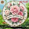 2D Round Aluminum Mother's Day Plaque 7.87" Peony Wall Art Decor