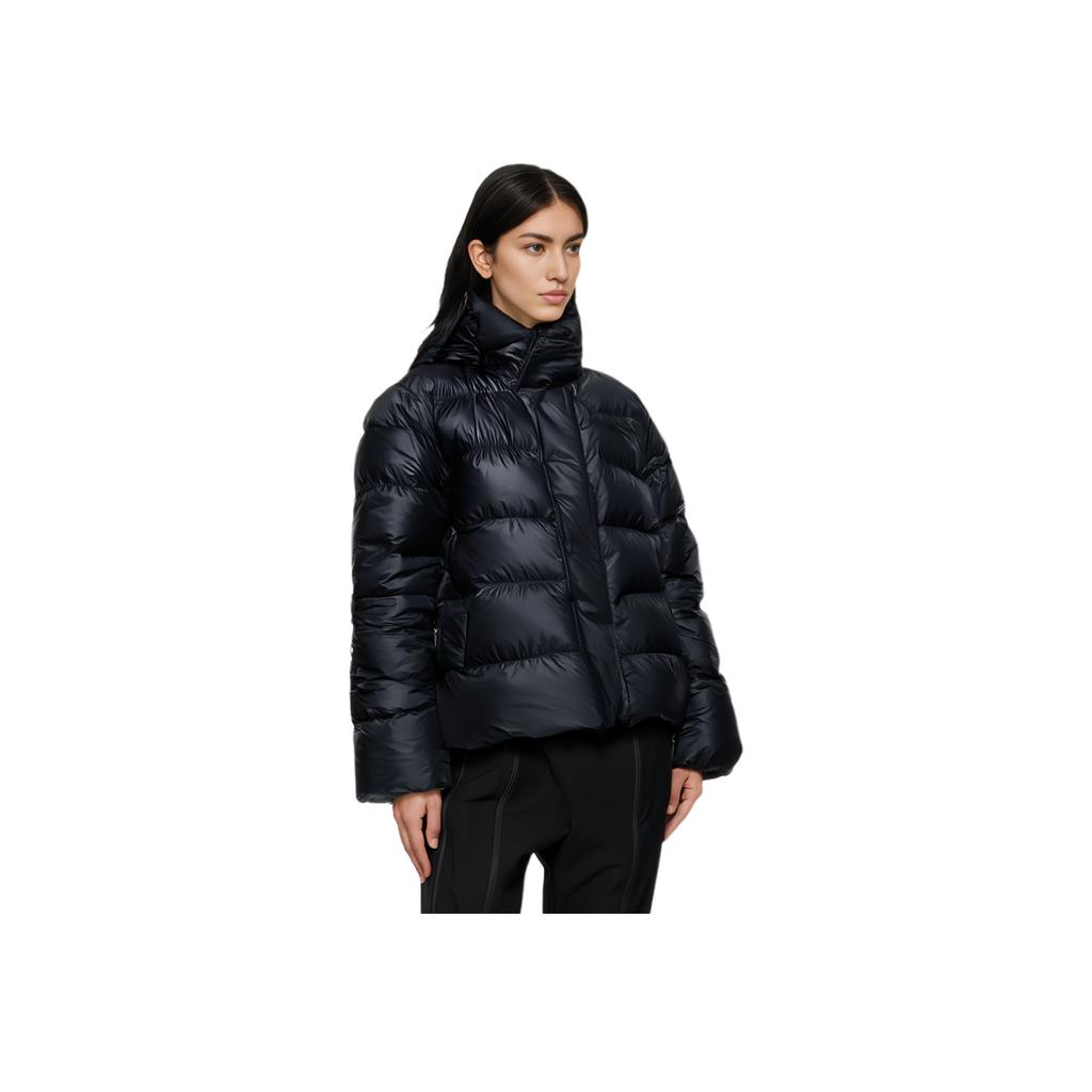 Nike Solid Color Logo Print Quilted Hooded Down Jacket Women Outerwear Black 815724-010