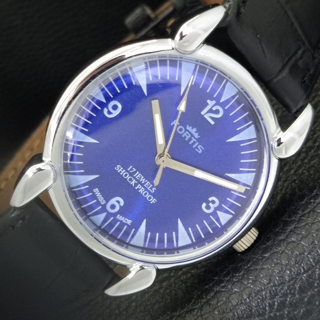 VINTAGE HAND-WINDING SWISS MENS REFURBISHED BLUE COLOR DIAL WATCH A700837-5 R205a-a700837