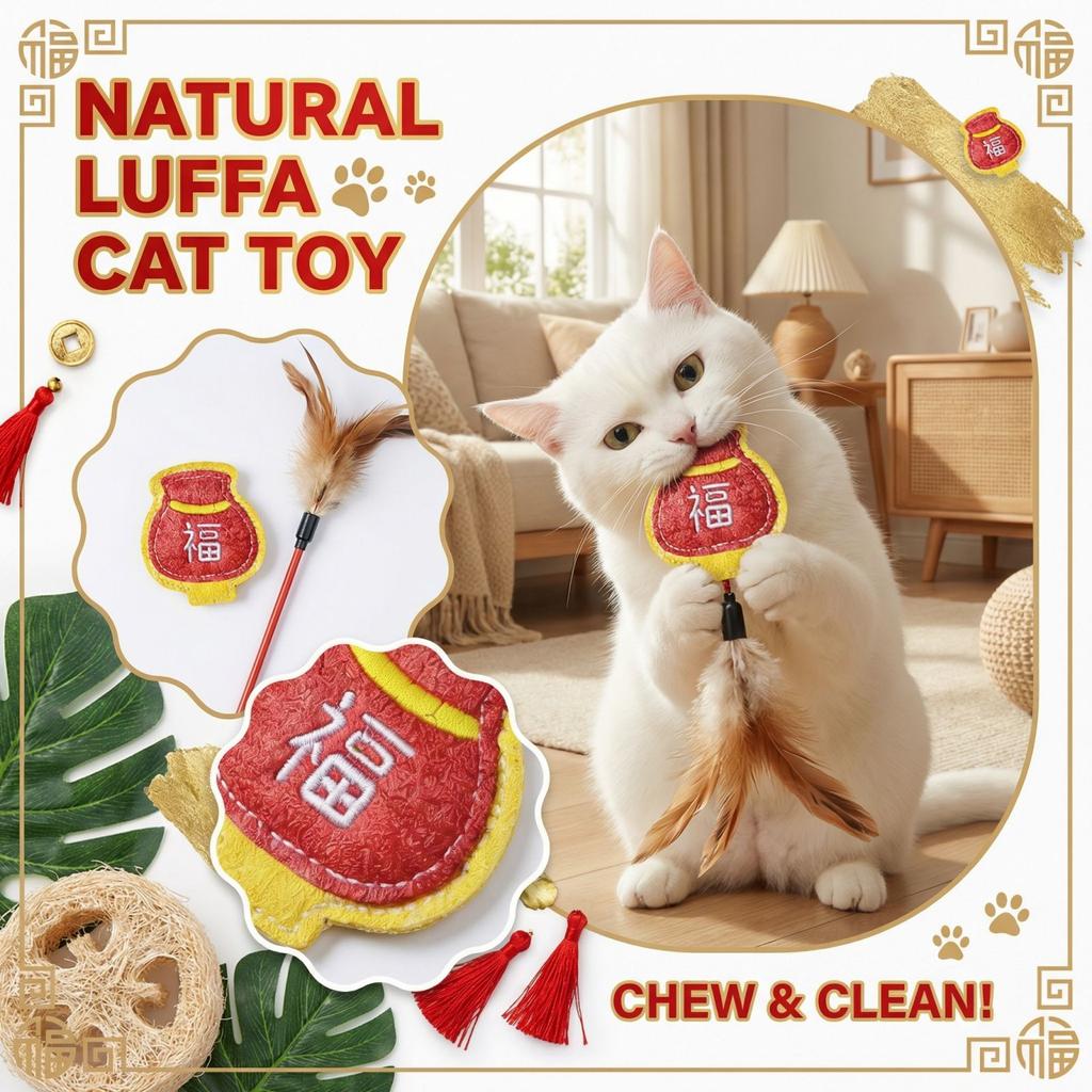 Natural Loofah Cat Toy for Scratching and Chewing Durable Pet Self-Entertainment Interactive Catnip Toy for Dental Health and Play