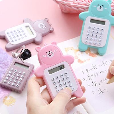 Pocket Calculator Fast Response Portable Counting LED Large Screen Cartoon Cute Bear Fashion 8-Digit Mini Calculator For School