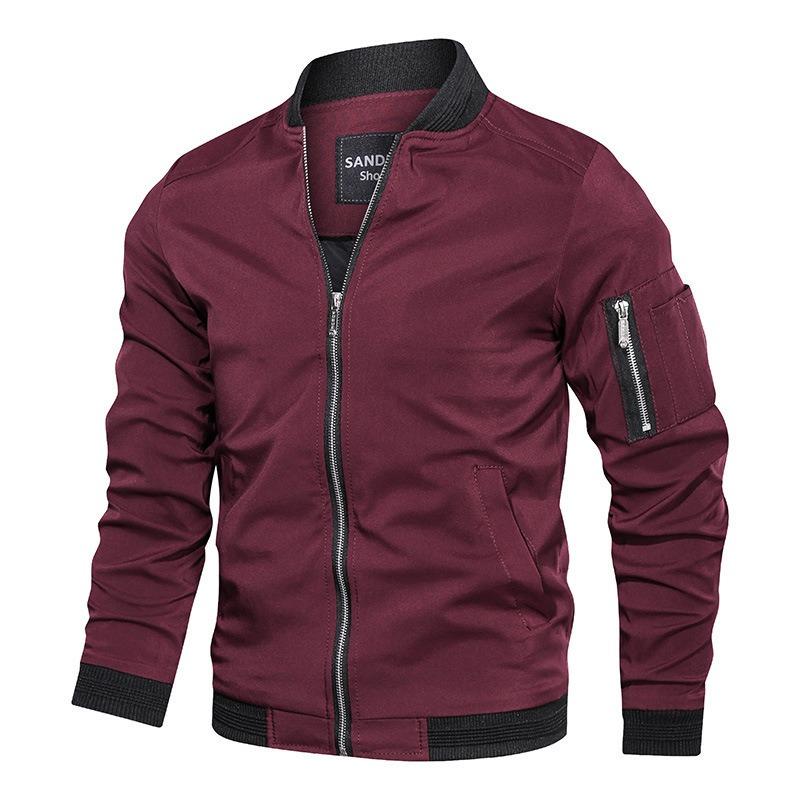 Spring and Autumn Thin Men's Baseball Collar Solid Color Jacket Casual Air Force One Jacket Men's