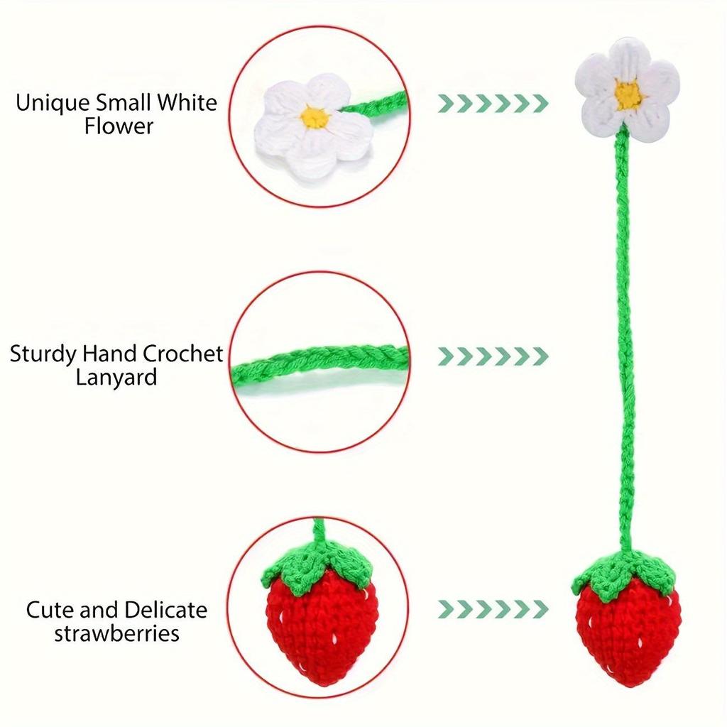 Handmade Knitted Strawberry Car Ornament Hook: Elegant DIY Decor