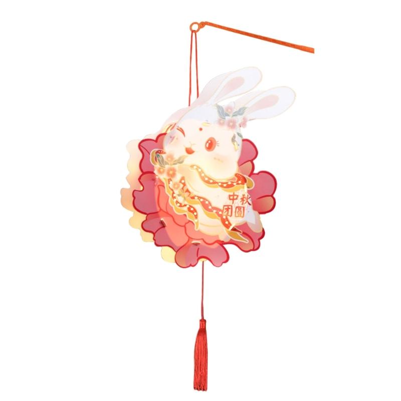 Handmade Florals Paper Lamp Set Traditional Chinese Craft Supplies LED Projection Portable for Chinese Festival