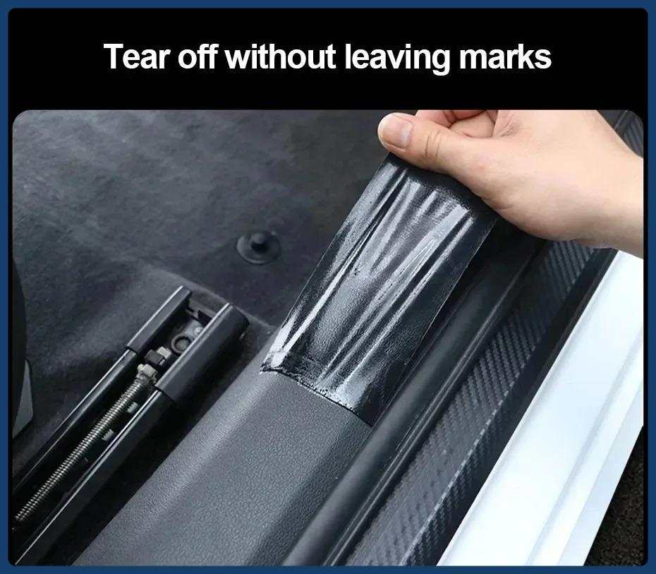 3D Carbon Fiber Sticker Paste Car Threshold Protective Film Anti Scratch Waterproof Matte Black Nano Sticker for Car Body