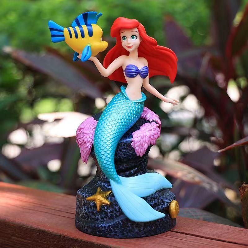 Ariel anime figure Character Peripherals Little Mermaid Sitting Statue Fish Tank model dolls Ornaments Decoration Birthd