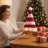 Christmas Hat with Lights Light Up Tree Hat, Striped Plush LED Party Eye Catching Stage Performance Fur Trim, Holiday Cosplay Costume Accessory