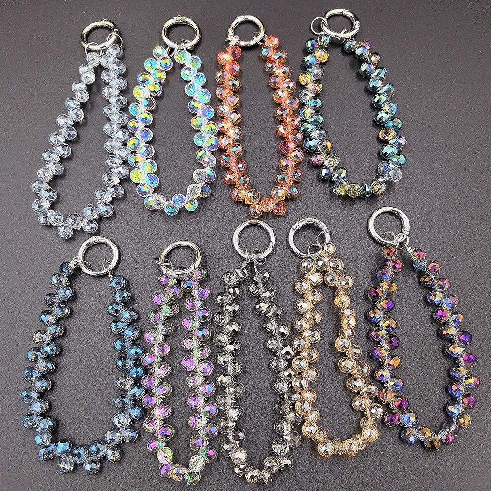 Luxo Leve Multicolorido Cristal Morango Gota Pingente Contas Cordão Case de Celular