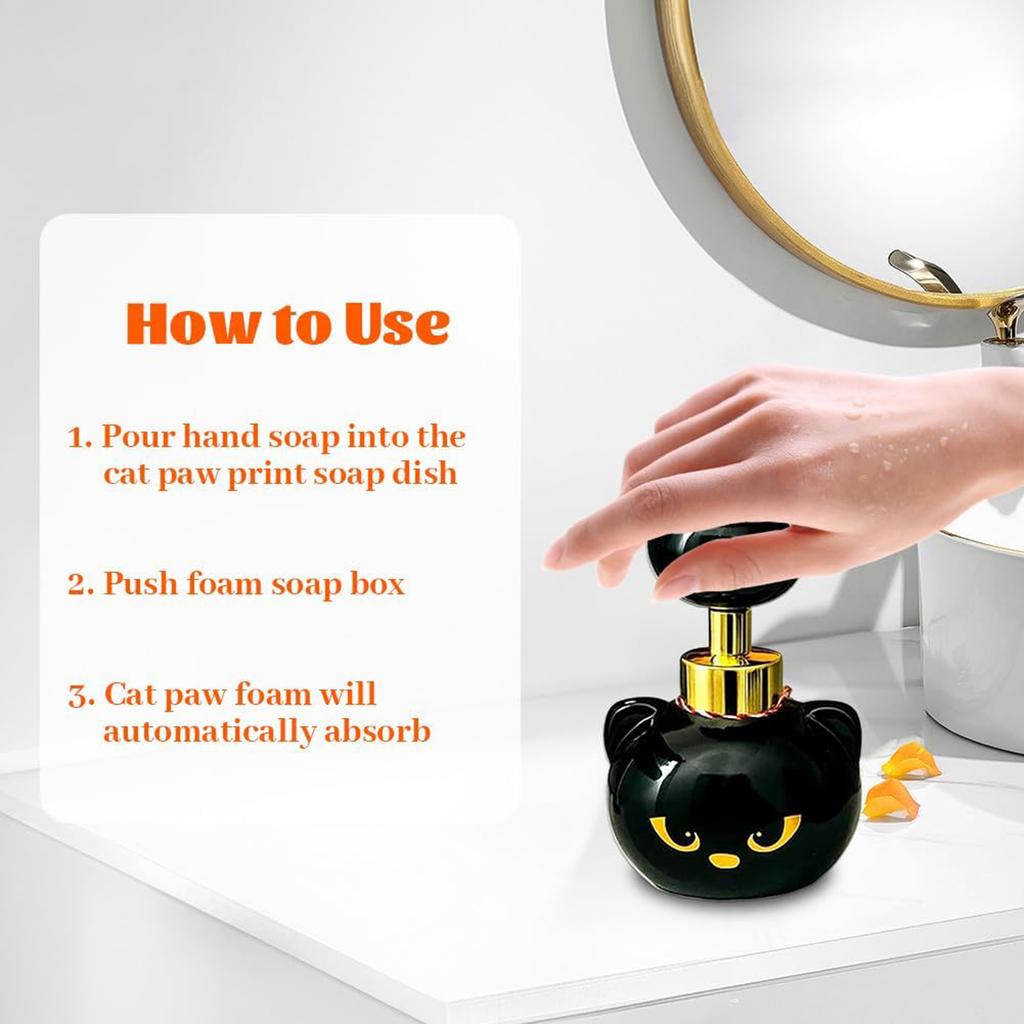 Cute Cat Paw Foam Soap Dispenser Creates Paw-Shaped Bubbles Foaming Hand Dispensers Hand Sanitizer Press Bottle for Liquid Soap