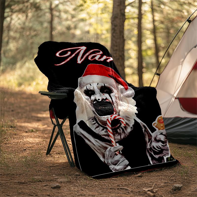 Personalized Custom Name Blanket - Terrifier Art the Clown Print Design,Blanket for Sofa,Bed,Travel,Camping - Soft and Warm, Great Gift