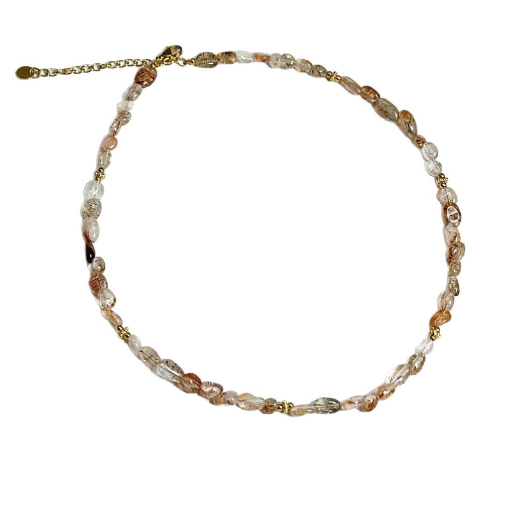 High-End Black Gold Freeform Stone Necklace with Tiger Eye Beads - Versatile Women's Choker and Sweater Chain.