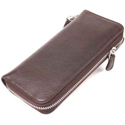 Practical Women's Wallet Made of Genuine Grained Leather CANPELLINI Wallet 21617 Brown