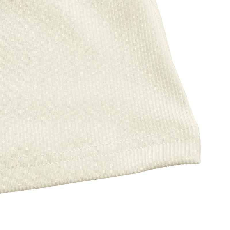 European & American Style Ribbed Slim-Fit Backless V-Neck Bow Short-Sleeved Summer Knit T-Shirt for Women