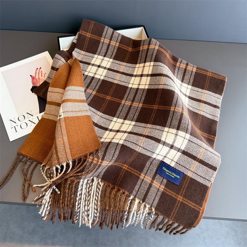 Autumn And Winter Retro Atmosphere Warm Scarf Women'S Shawl Versatile Commuter Fringed Fine Sand Imitation Cashmere Scarf