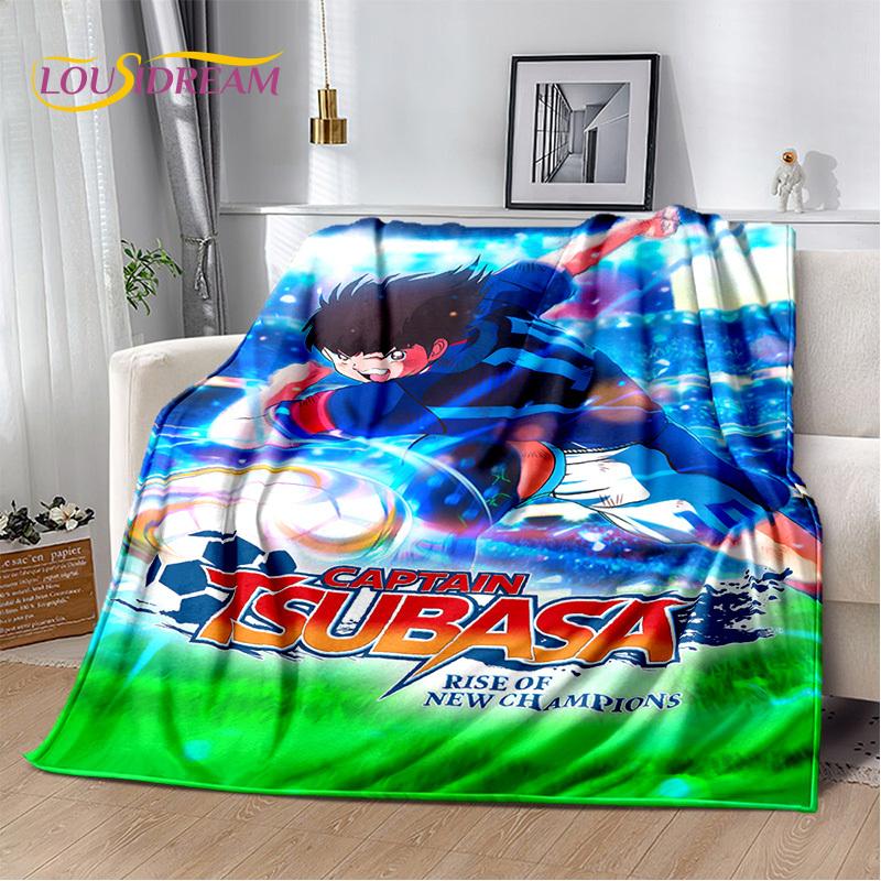 Captain Tsubasa Anime Soccer Cartoon Blanket,Soft Throw Blanket for Home Bedroom Bed Sofa Picnic Travel Office Cover Blanket Kid