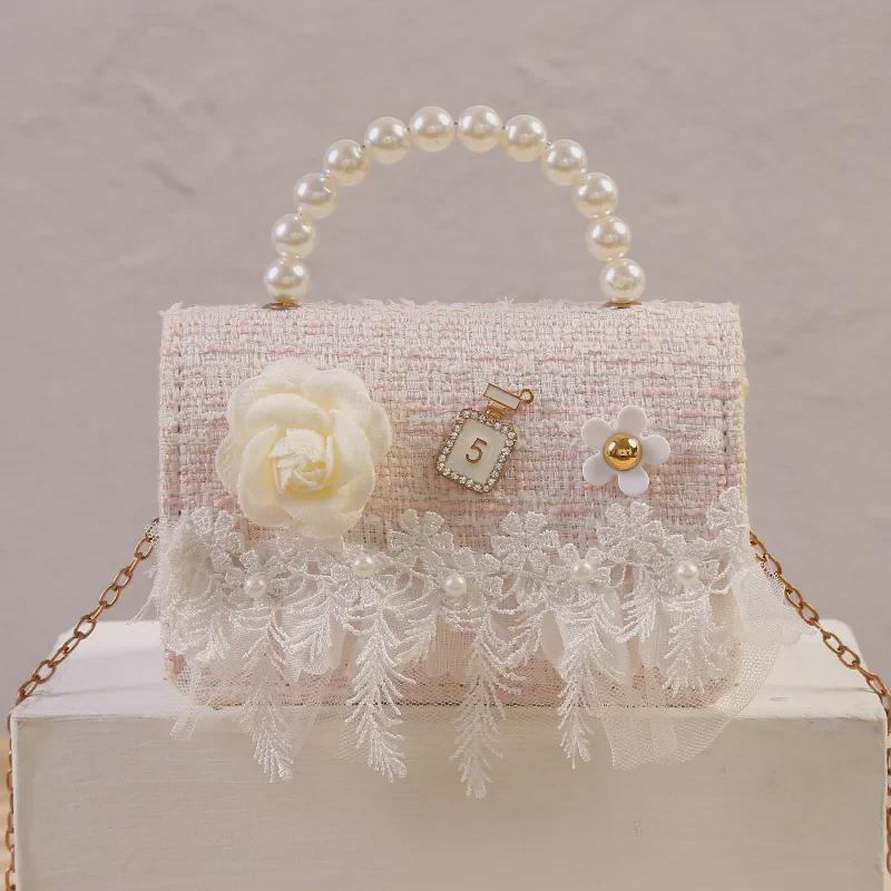 Xiaoxiangfeng Snowflake Velvet Toddler Princess Bag with Pearl Handle