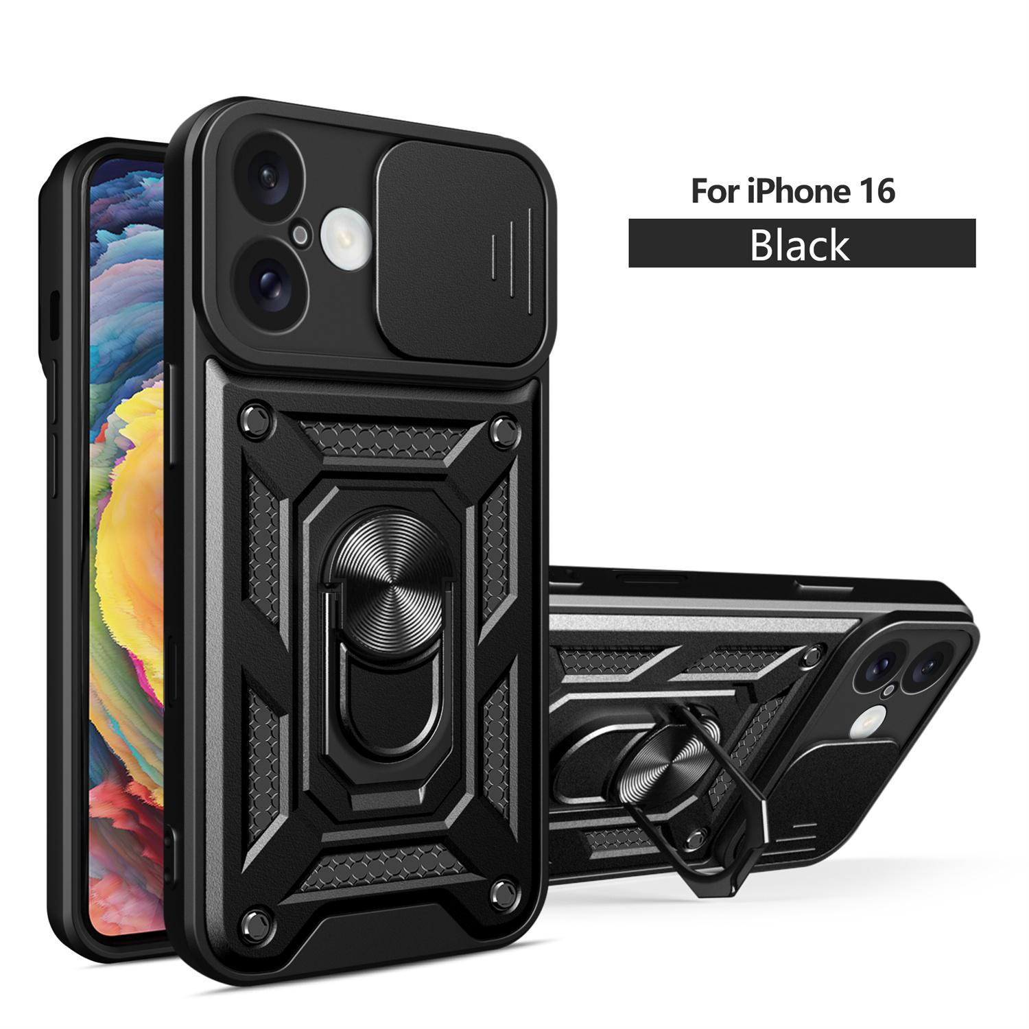 For iphone 16 bracket Car Holder Phone Cover For IPHONE 16 Case Camera protection Shockproof Armor Case For For iphone 16 чёрный