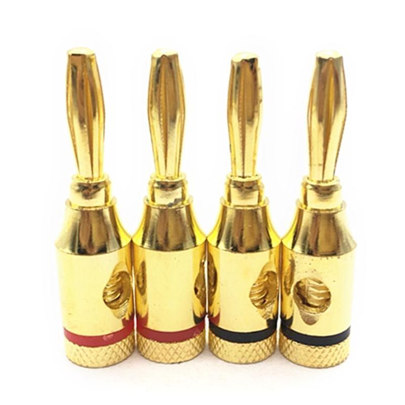 10 Pcs 4mm/ 0.16'' Open Screw Type Musical Cable Wire Banana Plug Gold Plated Speaker Terminal Plug Connector