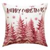 1-5PCS Christmas Pillow Cover with Pink Reindeer Santa Snowman and Tree Design Perfect for Living Room Holiday Decor
