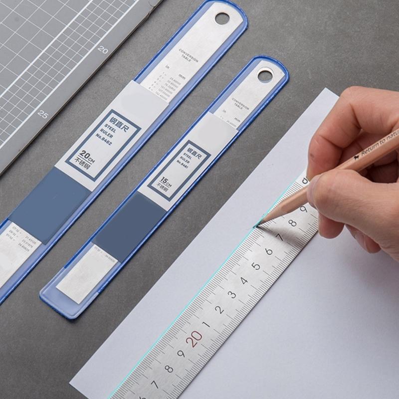Stainless Steel Ruler Metal Ruler 15/20/30cm Straight Ruler Measuring Tool School Supplies for Engineering Teaching