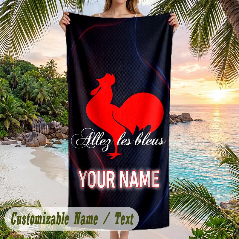 Beach Towel France National Football Team Print Custom Name Text Soft Towel for Swimming Pool
