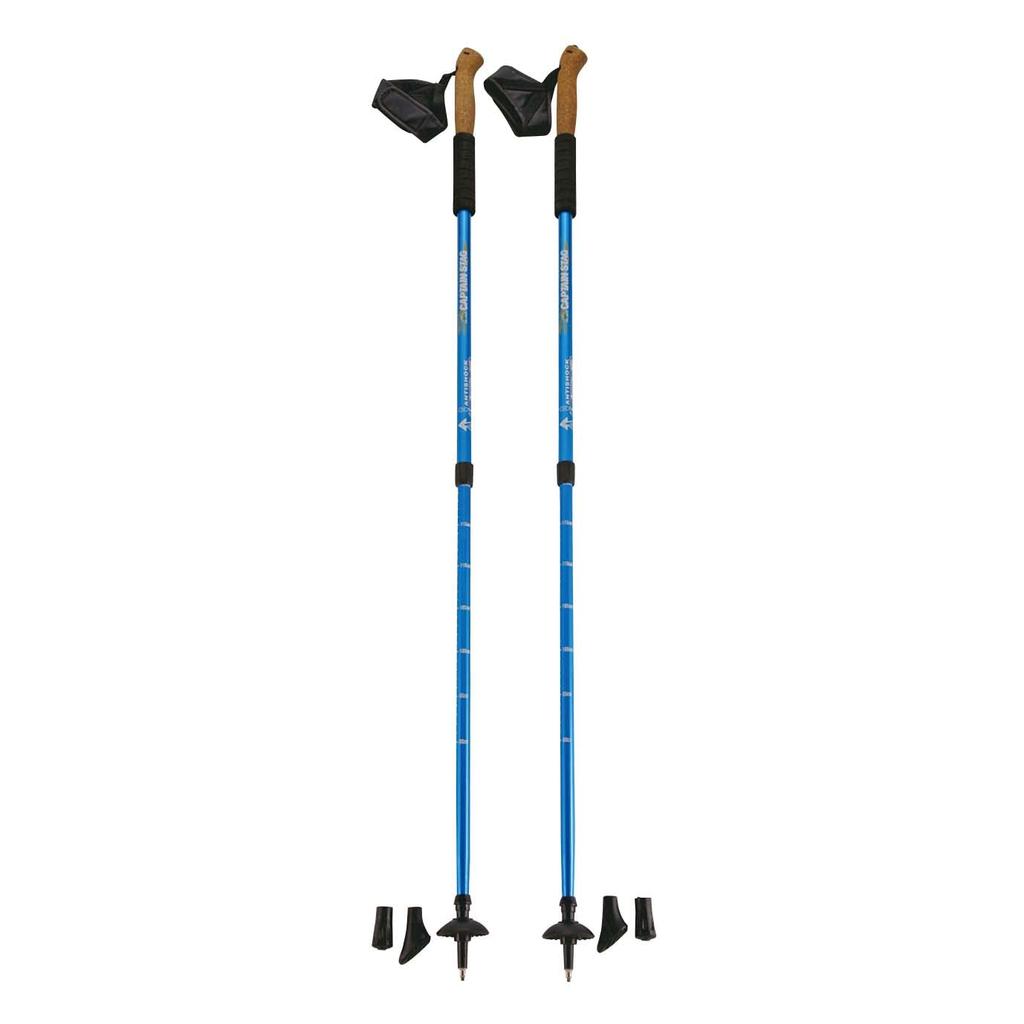 Captain Stag Trekking Poles, Set of 2, with Vented Grip, Two-Stage Sliding, and Anti-Shock System, Blue, FEEL BOSCO M-9843