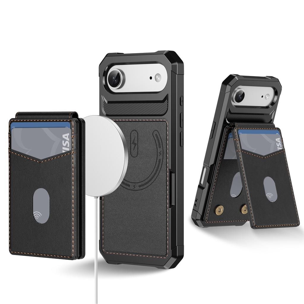 For iPhone Air Magnetic Case Detachable Card Slot Kickstand Leather + TPU Phone Cover