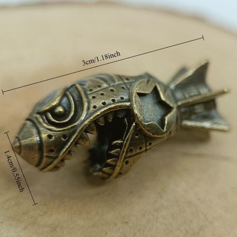 Brass Shark Rocket Warhead Bone DIY Keychain Car Keychain Bag Accessories Interesting Decorations