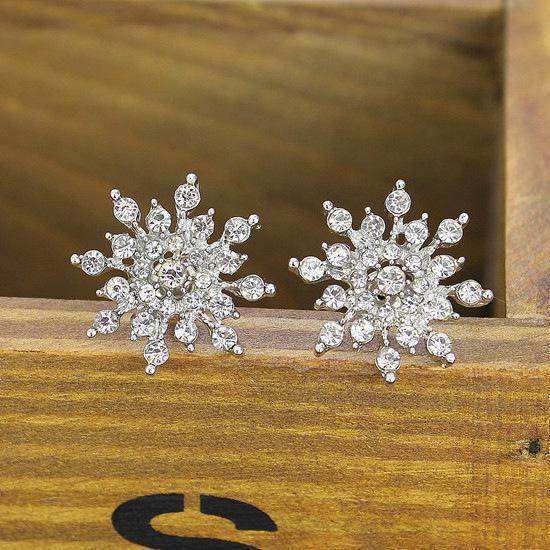Korean Snowflake Rhinestone Earrings - Dazzling Diamond Temperament Design