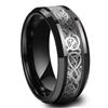 Men's Two-Tone Dragon Pattern Tungsten and Titanium Ring