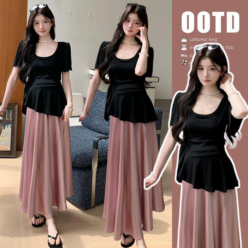 2026 Summer Korean Style Irregular Bell Sleeve Top & Skirt Set L