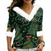 Women's Christmas V-Neck Top Elegant Cut for Party Date and Casual Wear