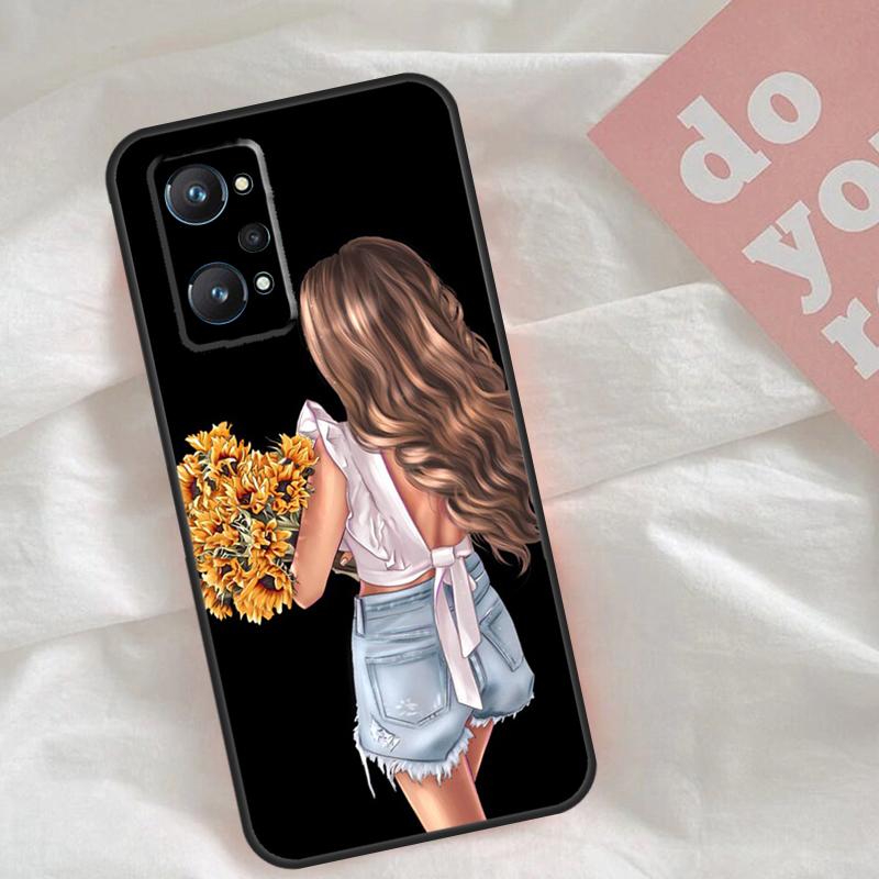 Baby Mother Brown Girl Family Case For Realme C75 C63 C61 C65 C67 C55 C51 C53 C35 C71 15 11 12 13 14 Pro Plus GT6 GT7 Pro