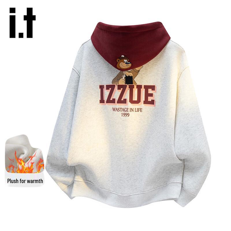 Izzue It Damen Fleecegefütterter Hoodie mit Bärengrafik