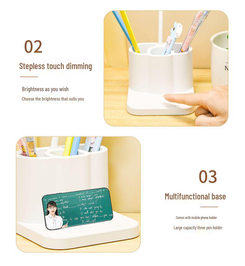 Smart LED Desk Lamp with Eye Protection, Pen Holder, and Bedside Night Light for Students