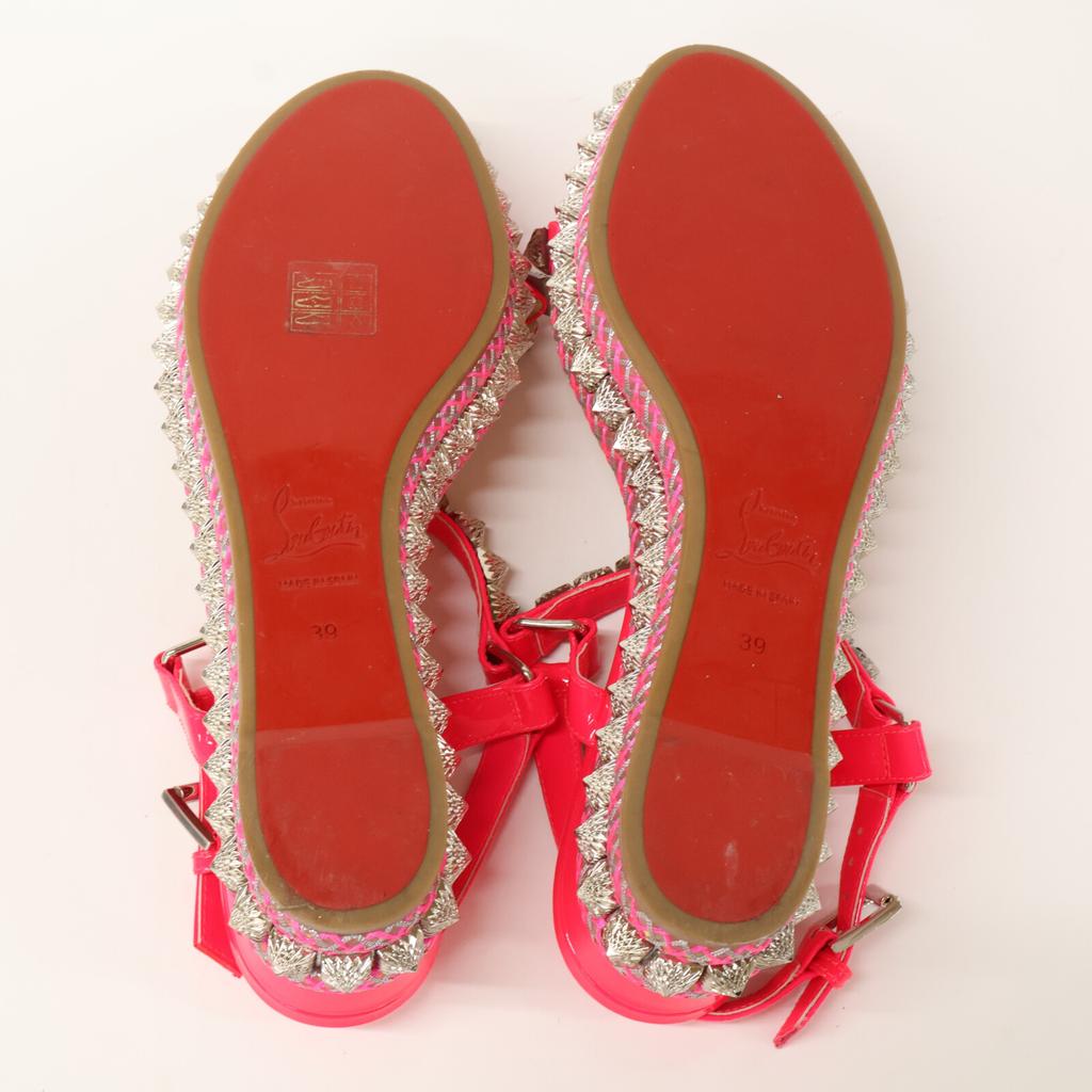 Christian Louboutin [Excellent Condition] Patent Leather Pirariado Studs Shoes 39 Pink / SilverUsed