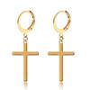 Goth Zircon Crystal Cross Drop Dangle Earring for Women Men Luxury Gold Silver Hoop Earrings Fashion Punk Jewelry