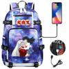Inuyasha Anime USB Charging Backpack Teen Student School Bag Travel Daypack Cartoon Large Capacity