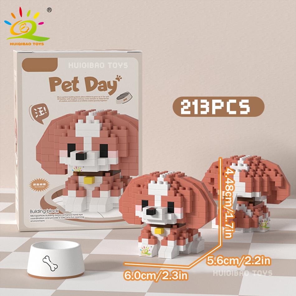 MINI Working Cat Pet Dog Micro Model Building Block Set Kids City Cartoon Animal Diamond Bricks Educational Toys Adult