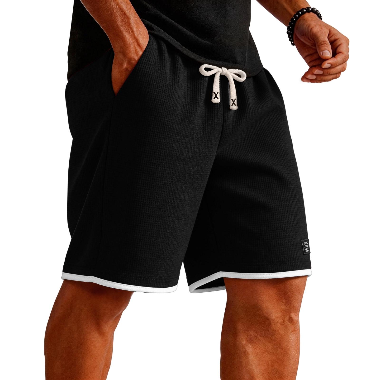 

Men s Fit Casual Five-Piece Pants Loose Drawstring For Outdoor Beach Shorts XL чёрный