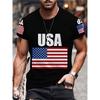 Men's USA American Flag T-Shirt Black Patriotic Print