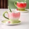 French Color Ceramic Coffee Mug Saucer Spoon Creative Tulip Perfume Cup Three-Dimensional Flower Afternoon Camellia Tea Cup Gift