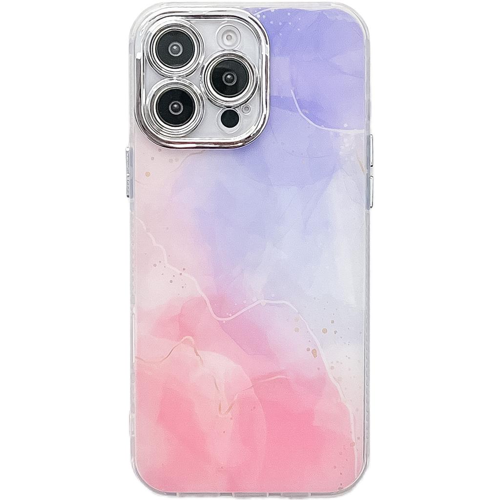 This Is A Fashionable and Light Luxury Electroplated Protective Case Suitable for IPhone16Promax with A Marble Texture