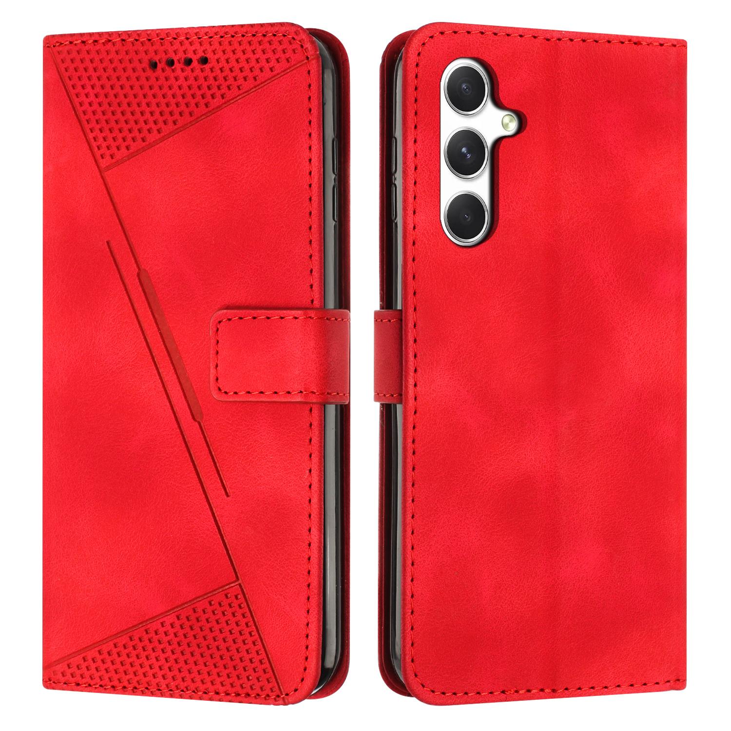 

For Samsung Galaxy A56 5G Case Handbag Imprinted Triangle Leather Phone Cover B