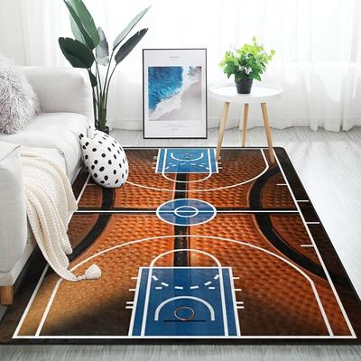 Basketball Court Print Area Rug Sports Floor Mat Soft Non-Slip Basketball Game Carpet for Living Room Bedroom Playroom